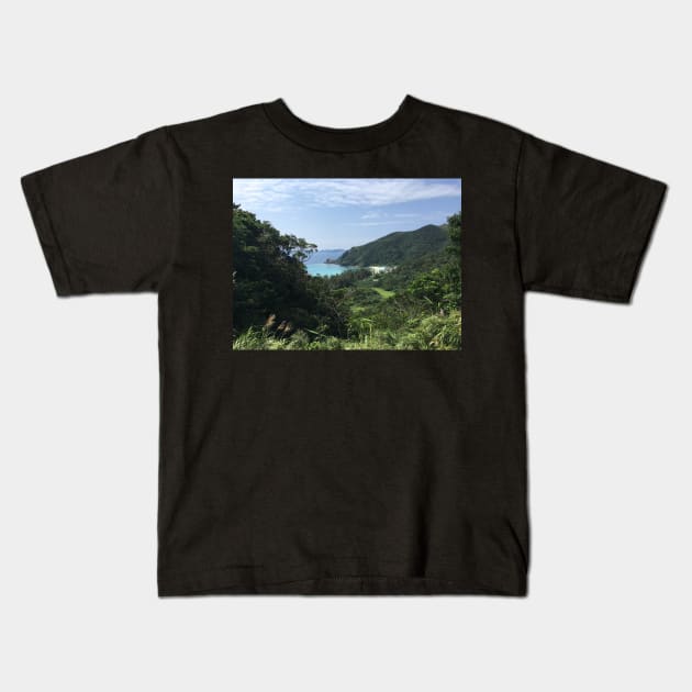 View out on the ocean and landscape of Okinawa Kids T-Shirt by Dturner29